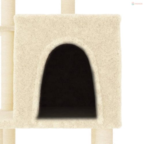 Krémszínű macskabútor szizál kaparófákkal 97 cm