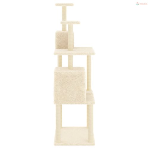 Krémszínű macskabútor szizál kaparófákkal 167 cm