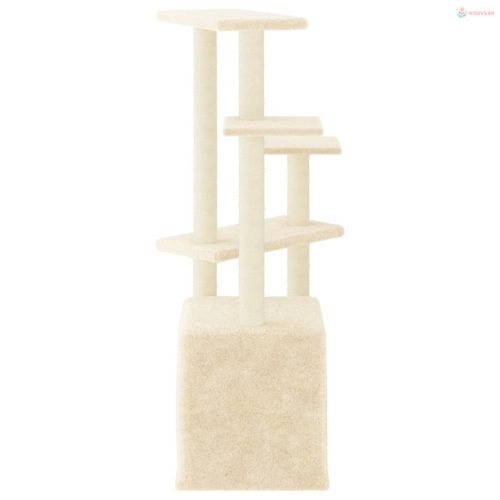 Krémszínű macskabútor szizál kaparófákkal 107,5 cm