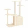Krémszínű macskabútor szizál kaparófákkal 107,5 cm