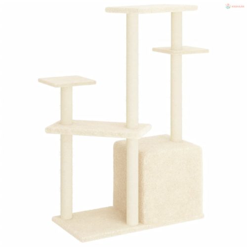 Krémszínű macskabútor szizál kaparófákkal 107,5 cm