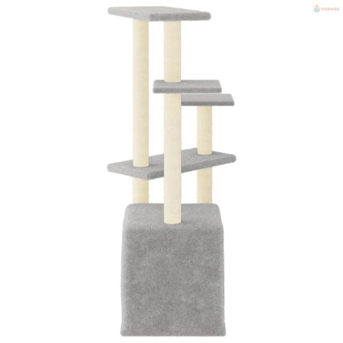 Világosszürke macskabútor szizál kaparófákkal 107,5 cm