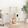 Krémszínű macskabútor szizál kaparófákkal 95 cm