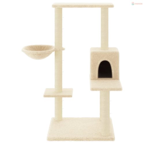 Krémszínű macskabútor szizál kaparófákkal 95 cm