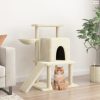 Krémszínű macskabútor szizál kaparófákkal 96,5 cm