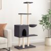 Sötétszürke macskabútor szizál kaparófával 145 cm