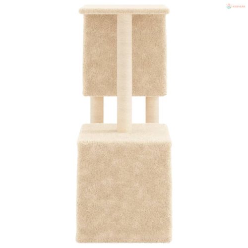 Krémszínű macskabútor szizál kaparófákkal 86 cm