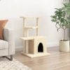 Krémszínű macskabútor szizál kaparófákkal 83,5 cm