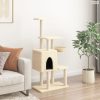 Krémszínű macskabútor szizál kaparófákkal 131 cm