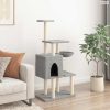 Világosszürke macskabútor szizál kaparófákkal 131 cm