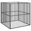 4 paneles fekete porszórt acél kutyajáróka