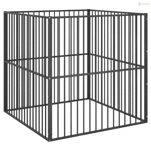 4 paneles fekete porszórt acél kutyajáróka