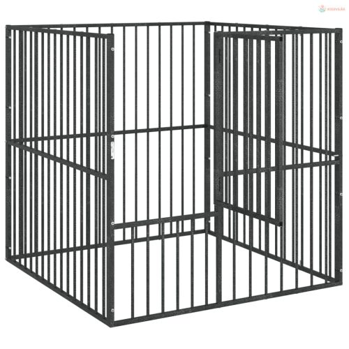 4 paneles fekete porszórt acél kutyajáróka