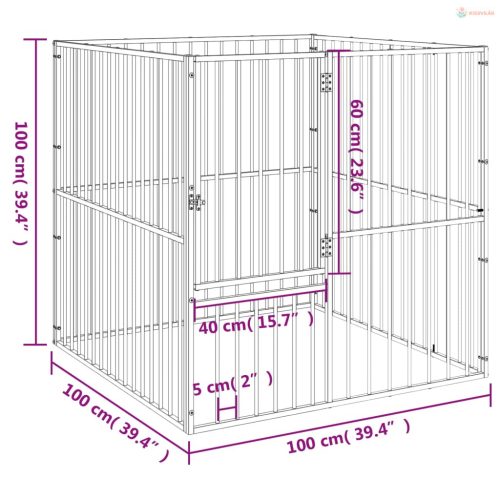 4 paneles fekete porszórt acél kutyajáróka