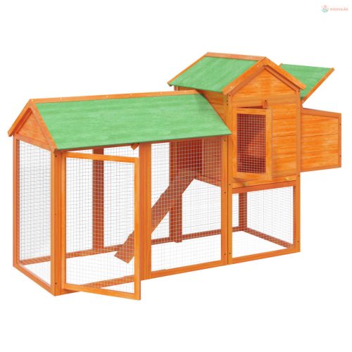 Barna tömör fenyőfa tyúkól 193 x 65 x 117 cm