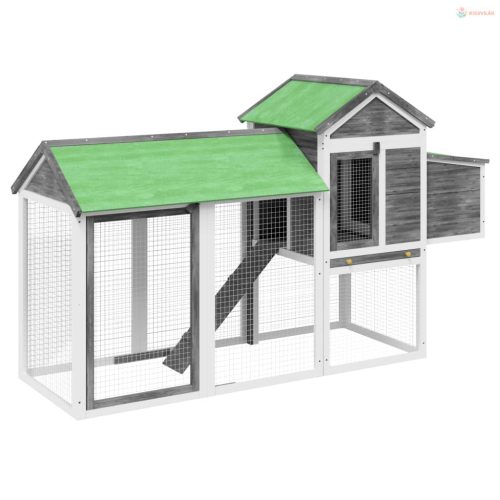 Szürke tömör fenyőfa tyúkól 193 x 65 x 117 cm