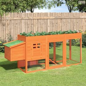 Barna tömör fenyőfa tyúkól 204 x 50 x 84 cm