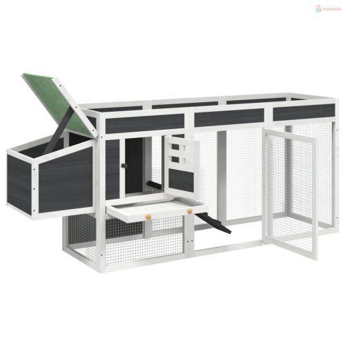 Szürke tömör fenyőfa tyúkól 204 x 50 x 84 cm