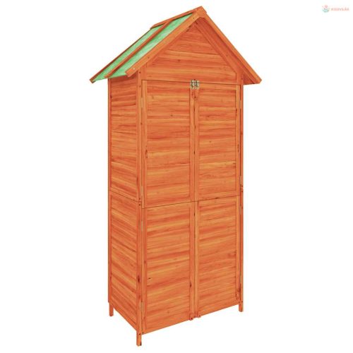 Barna tömör fenyőfa kerti szerszámtároló 89 x 52,5 x 175 cm