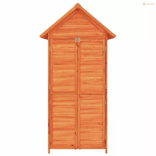 Barna tömör fenyőfa kerti szerszámtároló 89 x 52,5 x 175 cm