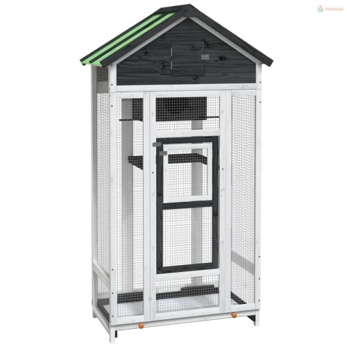 Szürke tömör fenyőfa madárház 91,5 x 53 x 170 cm