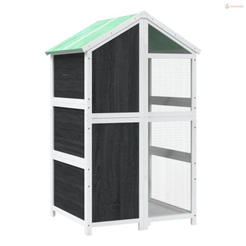 Szürke tömör fenyőfa madárház 97 x 81 x 152 cm