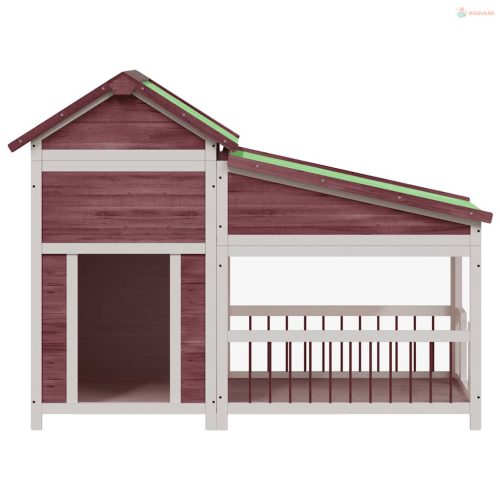 Kávészínű tömör fenyőfa kutyakennel 143x60,5x109 cm