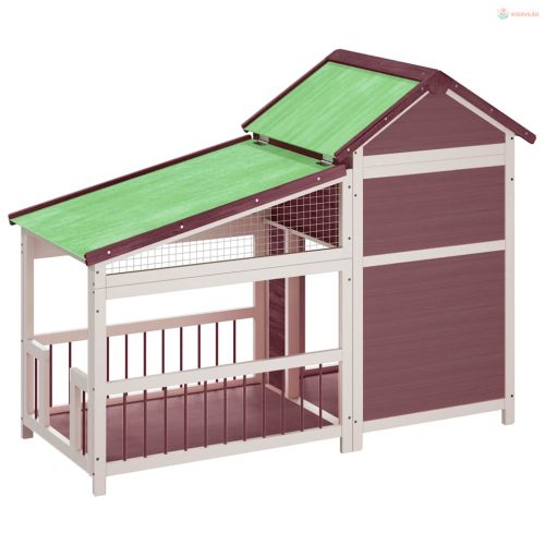 Kávészínű tömör fenyőfa kutyakennel 143x60,5x109 cm