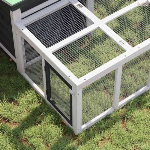 Szürke tömör fenyőfa nyúlketrec 144 x 123 x 67,5 cm