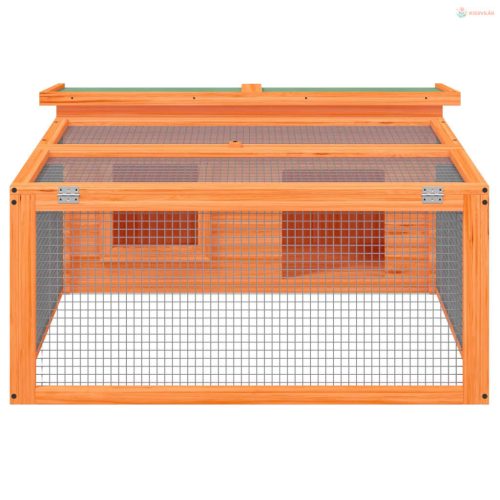 Barna tömör fenyőfa nyúlketrec 117,5 x 97 x 47,5 cm