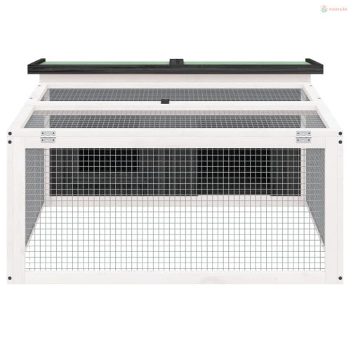 Szürke tömör fenyőfa nyúlketrec 117,5 x 97 x 47,5 cm