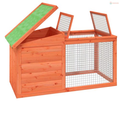 Barna tömör fenyőfa nyúlketrec 100,5 x 54 x 55 cm