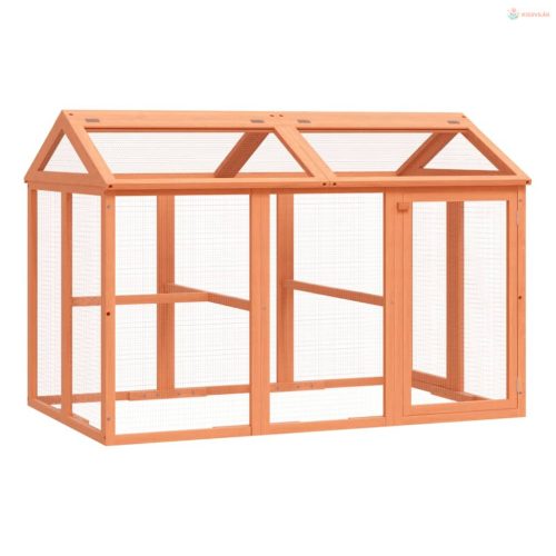 Barna tömör fenyőfa futtatóketrec 141 x 94 x 104 cm