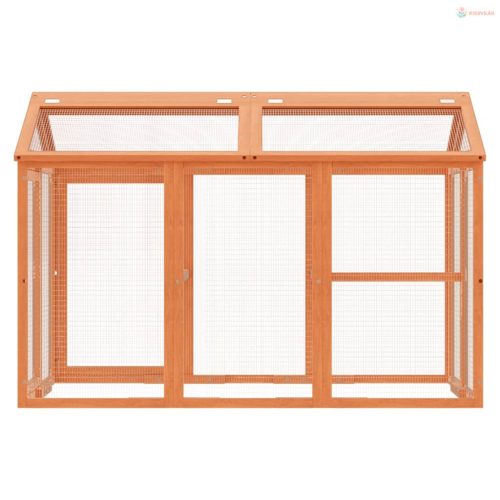 Barna tömör fenyőfa futtatóketrec 141 x 94 x 104 cm