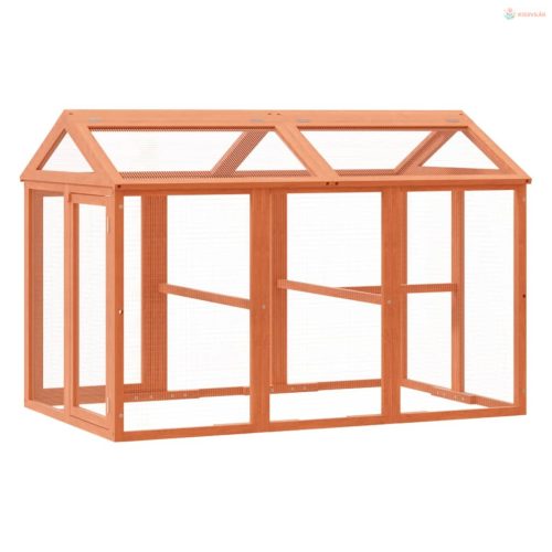 Barna tömör fenyőfa futtatóketrec 141 x 94 x 104 cm