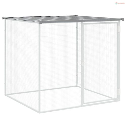 Világosszürke horganyzott acél tyúkketrec tetővel 103x98x90 cm