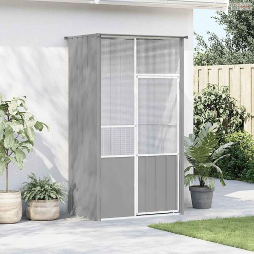 Szürke horganyzott acél madárketrec 115x78x200 cm