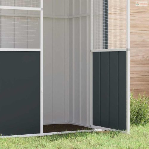 Antracitszürke horganyzott acél madárketrec 215x78x200 cm