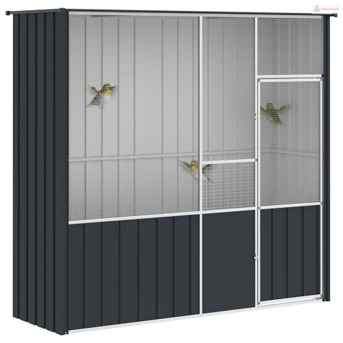 Antracitszürke horganyzott acél madárketrec 215x78x200 cm