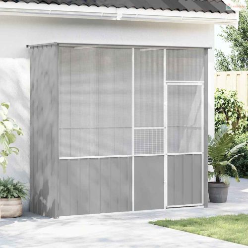 Szürke horganyzott acél madárketrec 215 x 78 x 200 cm