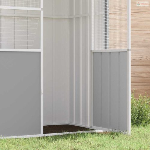 Szürke horganyzott acél madárketrec 215 x 78 x 200 cm