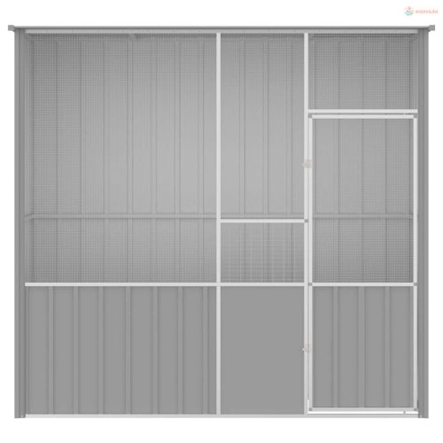 Szürke horganyzott acél madárketrec 215 x 78 x 200 cm