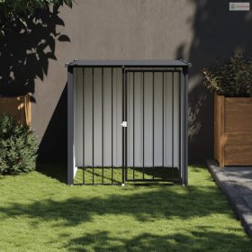 Fekete horganyzott acél kutyakennel tetővel 110x103x109 cm