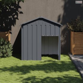   Antracit horganyzott acél kutyakennel tetővel 117x103x123 cm