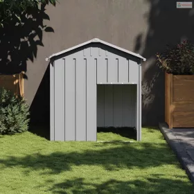   Világosszürke horganyzott acél tetős kutyakennel 117x103x123 cm