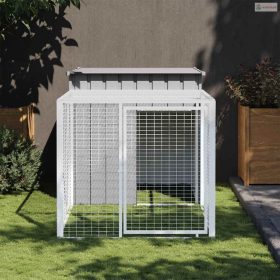   Világosszürke horganyzott acél csirkeketrec kifutóval 110 x 201 x 110 cm