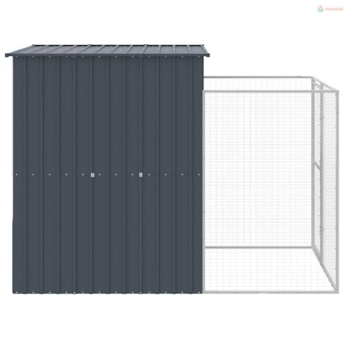 Antracit horganyzott acél kutyakennel kifutóval 165x251x181 cm