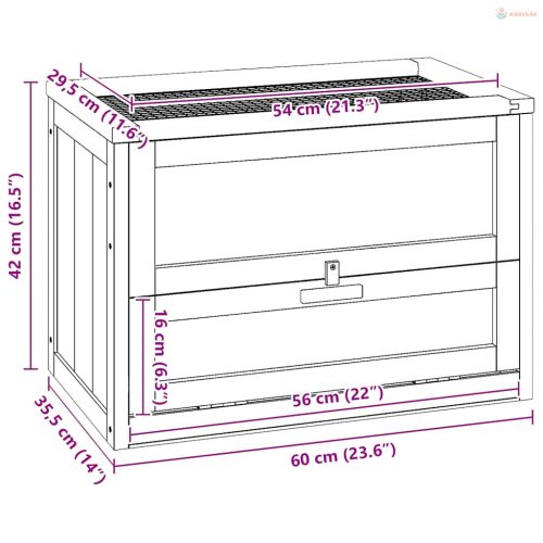 Tömör fenyőfa hörcsögketrec 60x35,5x42 cm