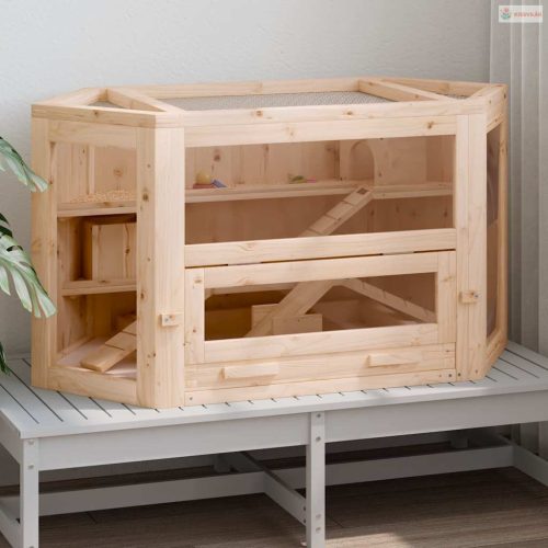 Tömör fenyőfa hörcsögketrec 80x40x43 cm