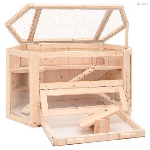 Tömör fenyőfa hörcsögketrec 80x40x43 cm
